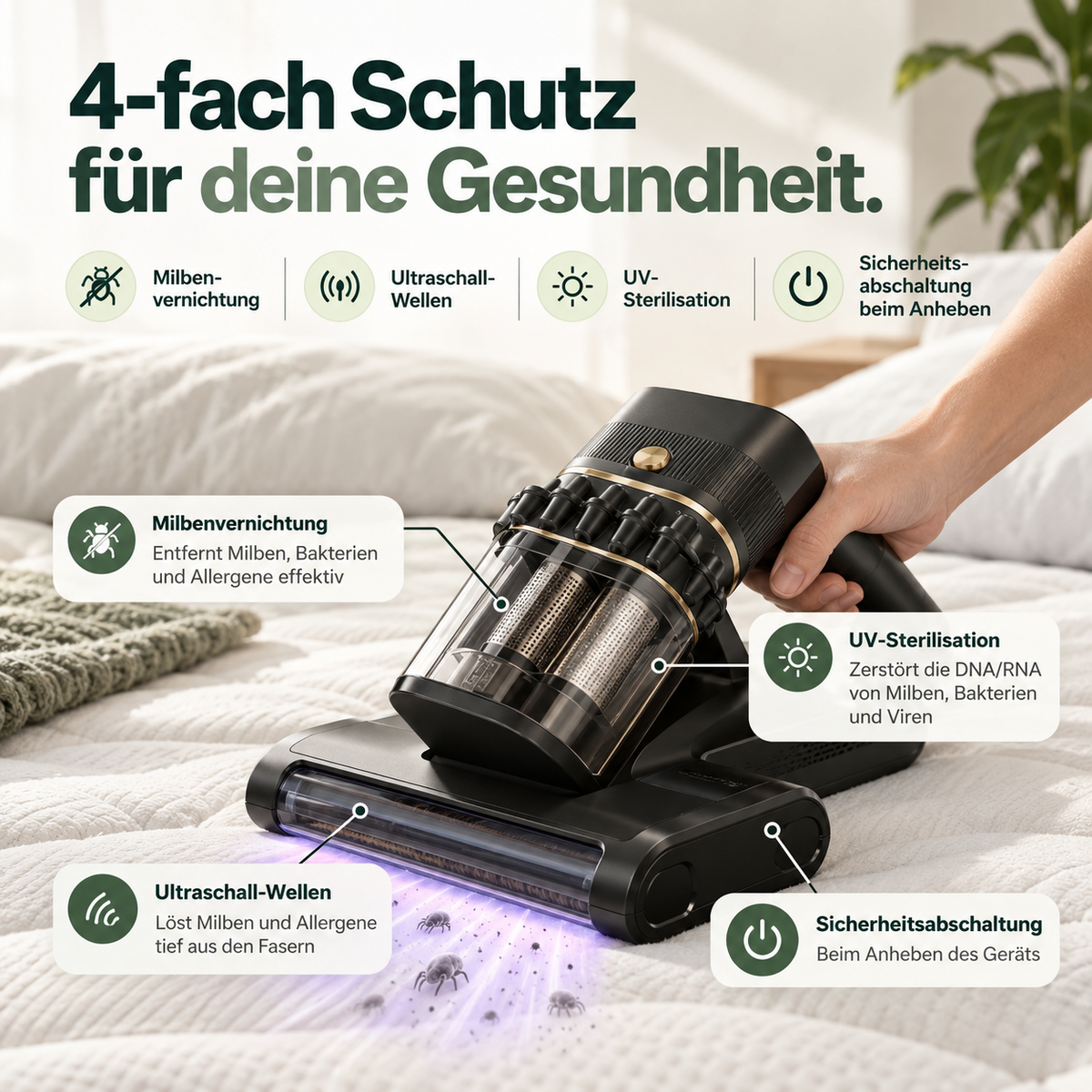 WHALE®️ - Kompakter Matratzenstaubsauger