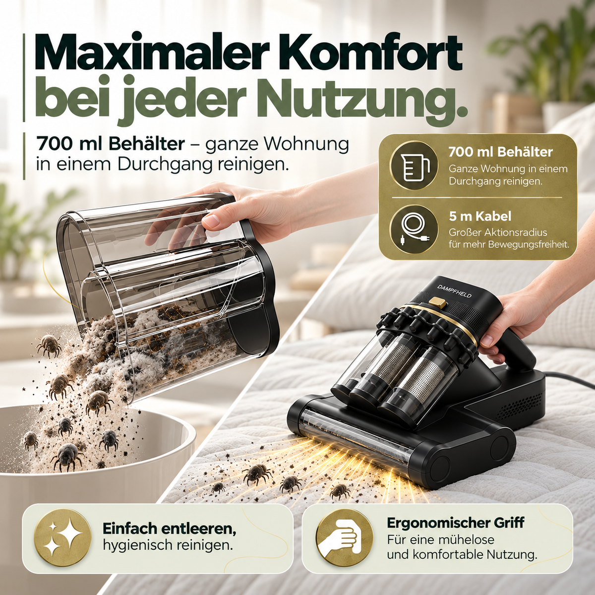 WHALE®️ - Kompakter Matratzenstaubsauger