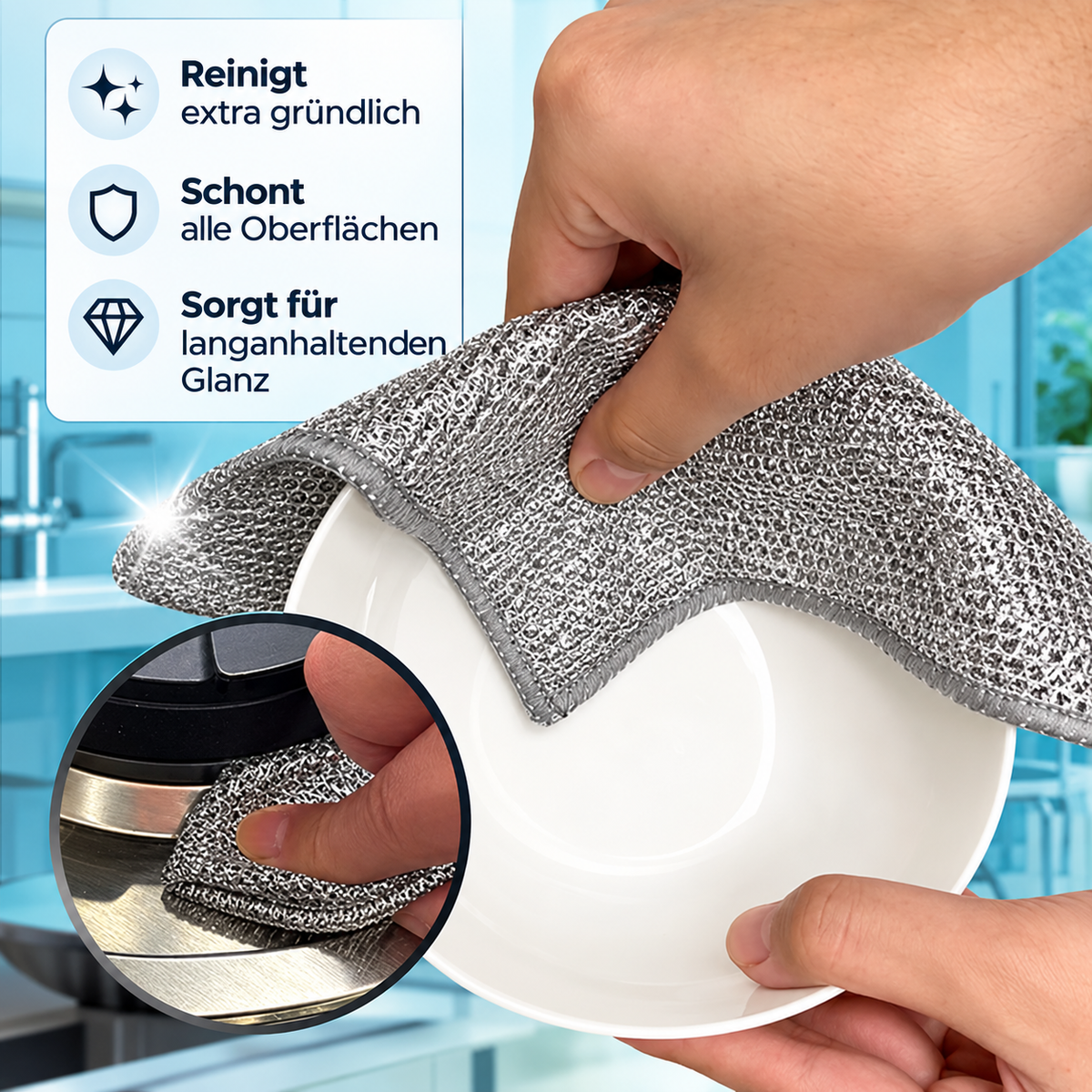 KitchenClean - Magische Tücher aus Stahlwolle